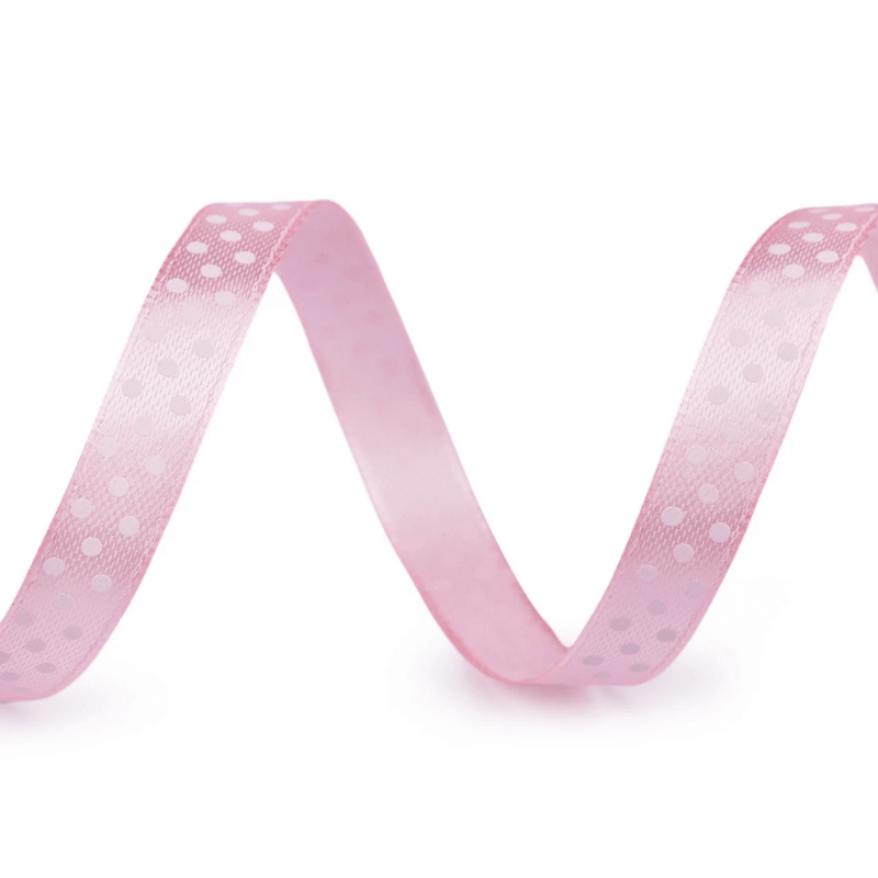 Decorative satin ribbon with dots 10mm