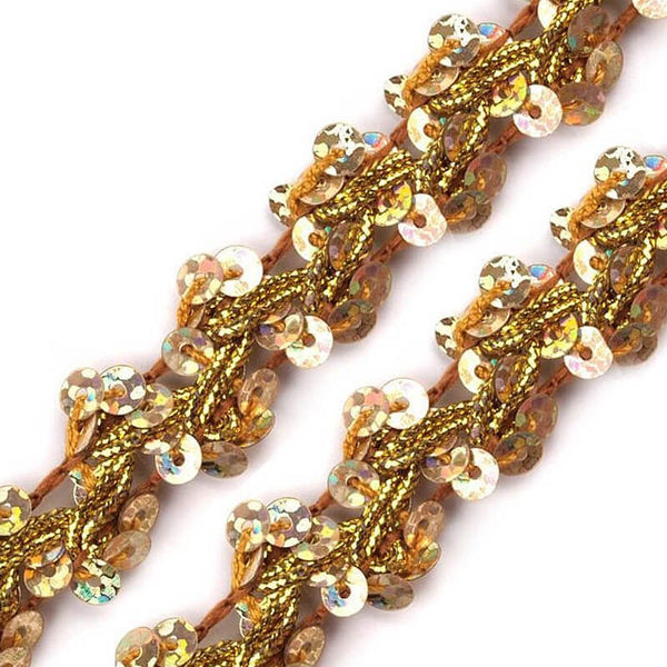 Pīta dekoratīva lente ar filteriem - zelta ar krāsainu spīdumu