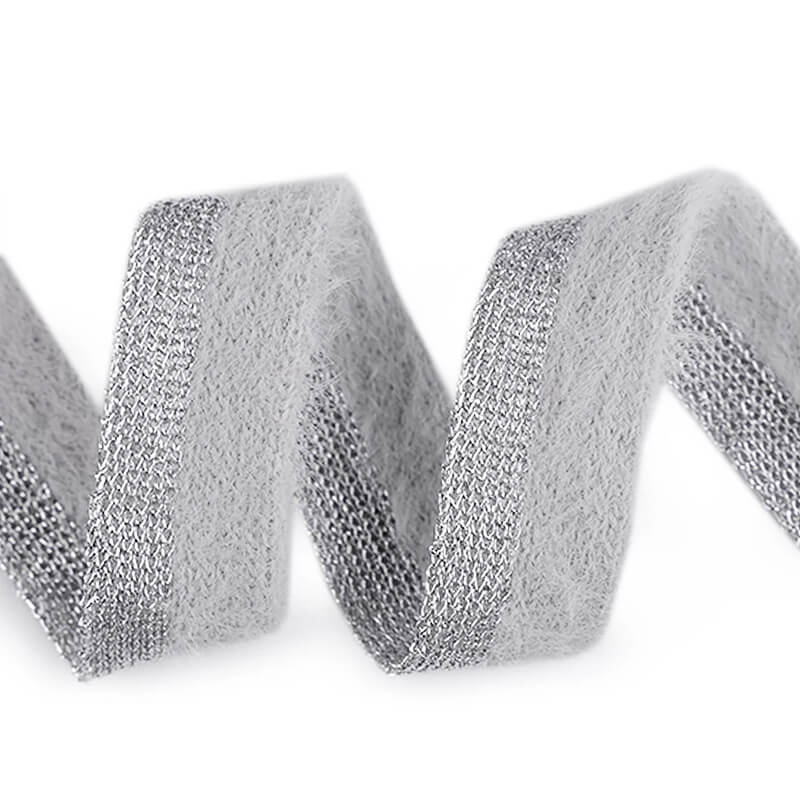 Decorative ribbon with lurex and feather 22mm