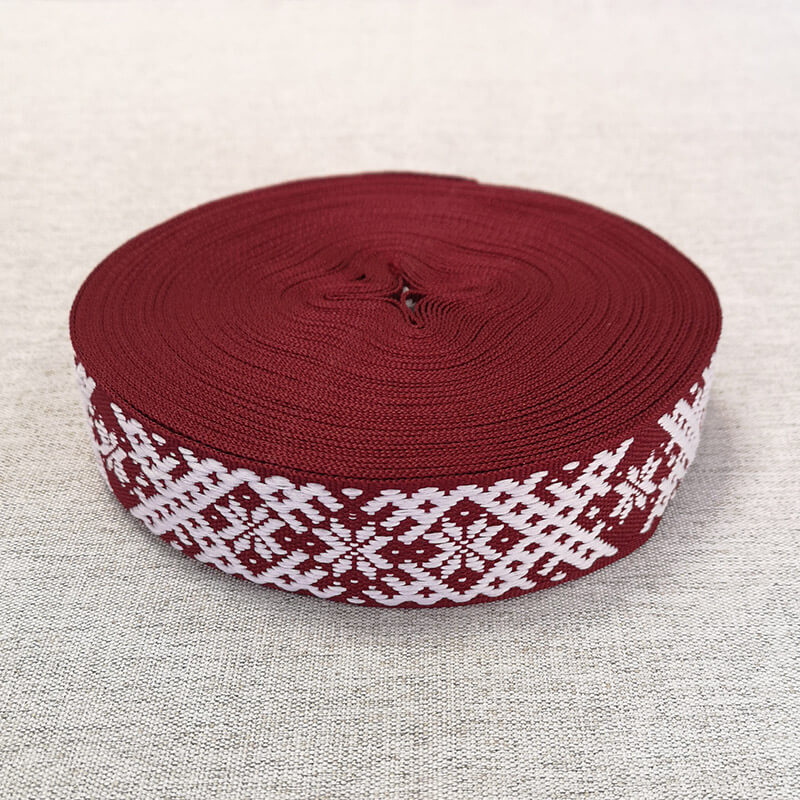 Pēdējais gabals tautiska lente / josta 2,10m - bordo