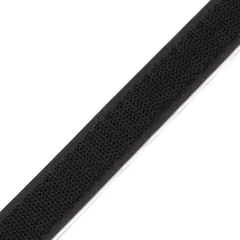 Self-adhesive velcro tape - black