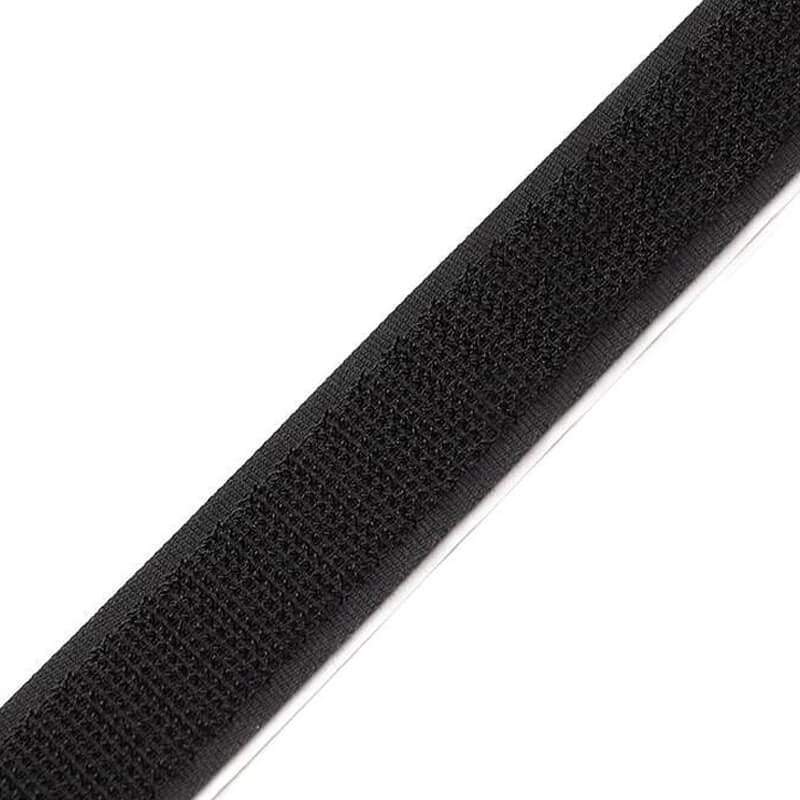 Self-adhesive velcro tape - black
