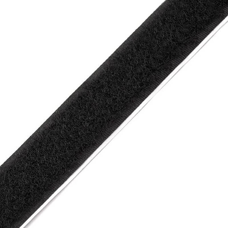 Self-adhesive velcro tape - black