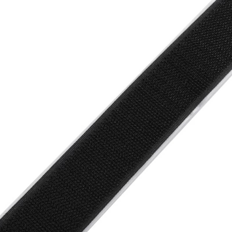 Self-adhesive velcro tape - black