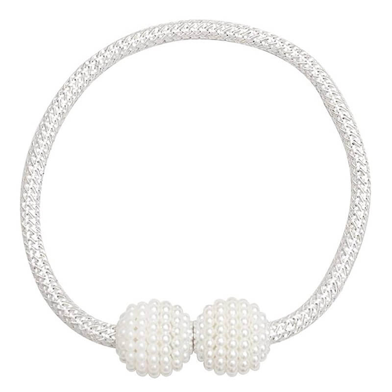 Decorative curtain tieback/magnet with pearls