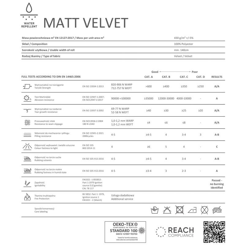 Furniture fabric – velvet piece – matte Matt Velvet