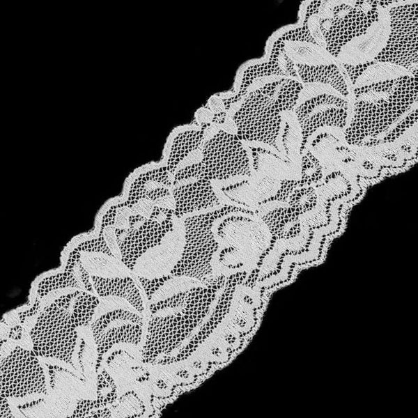 Elastīga mežģīnes lente 5,5cm - 7 balta 180636