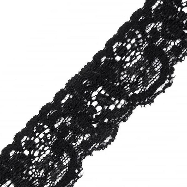 Elastīga mežģīnes lente 3,5cm – 3 melna 180659