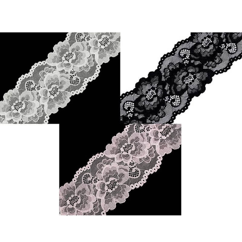 Elastīga mežģīnes lente 8cm 550045