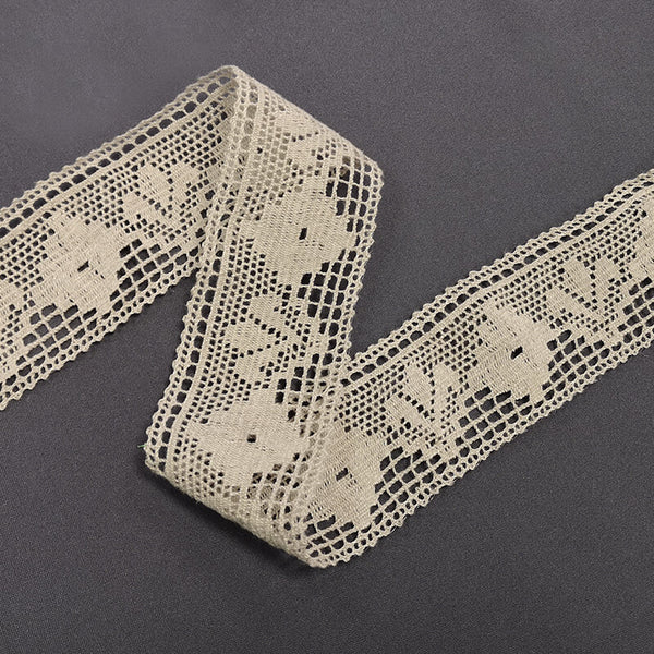 Kokvilnas mežģīne 5,5cm – linu pelēka