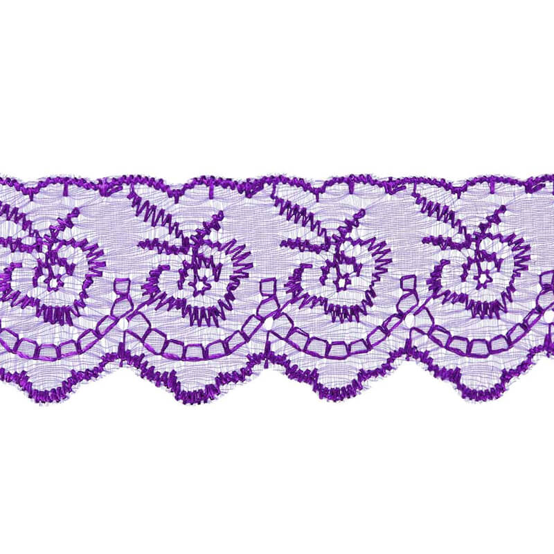 Izšūta organzas mežģīnes lente 4,5cm