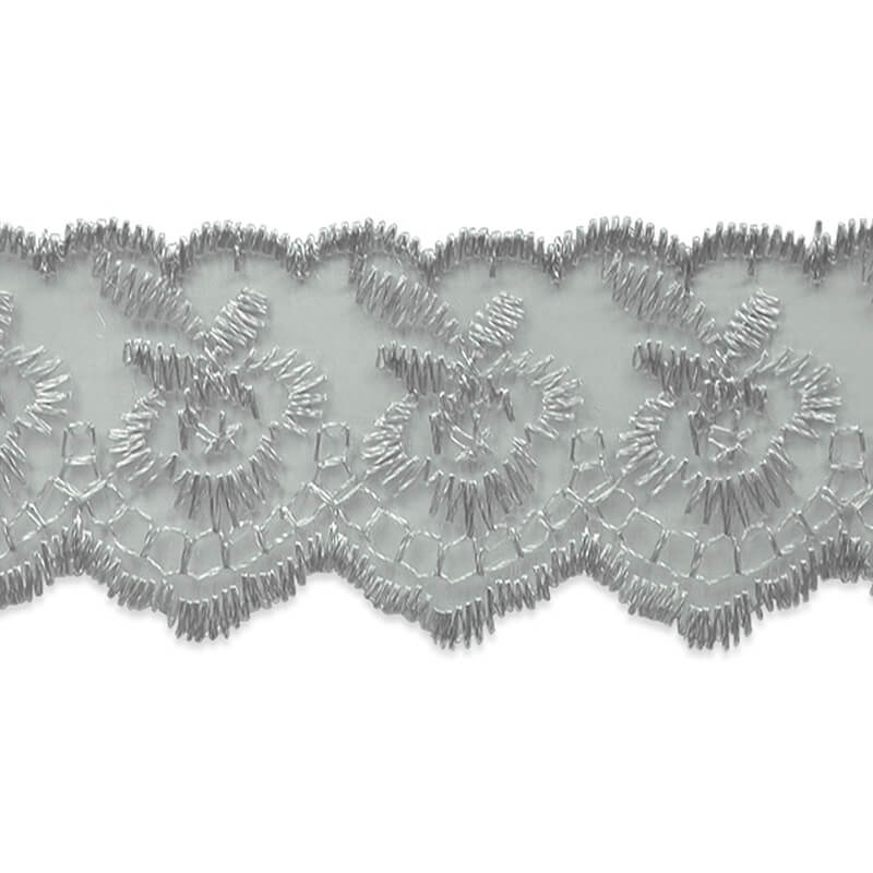 Izšūta organzas mežģīnes lente 4,5cm