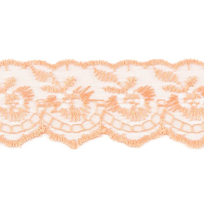 Izšūta organzas mežģīnes lente 4,5cm