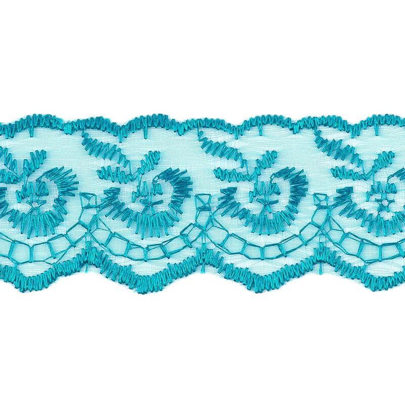 Izšūta organzas mežģīnes lente 4,5cm