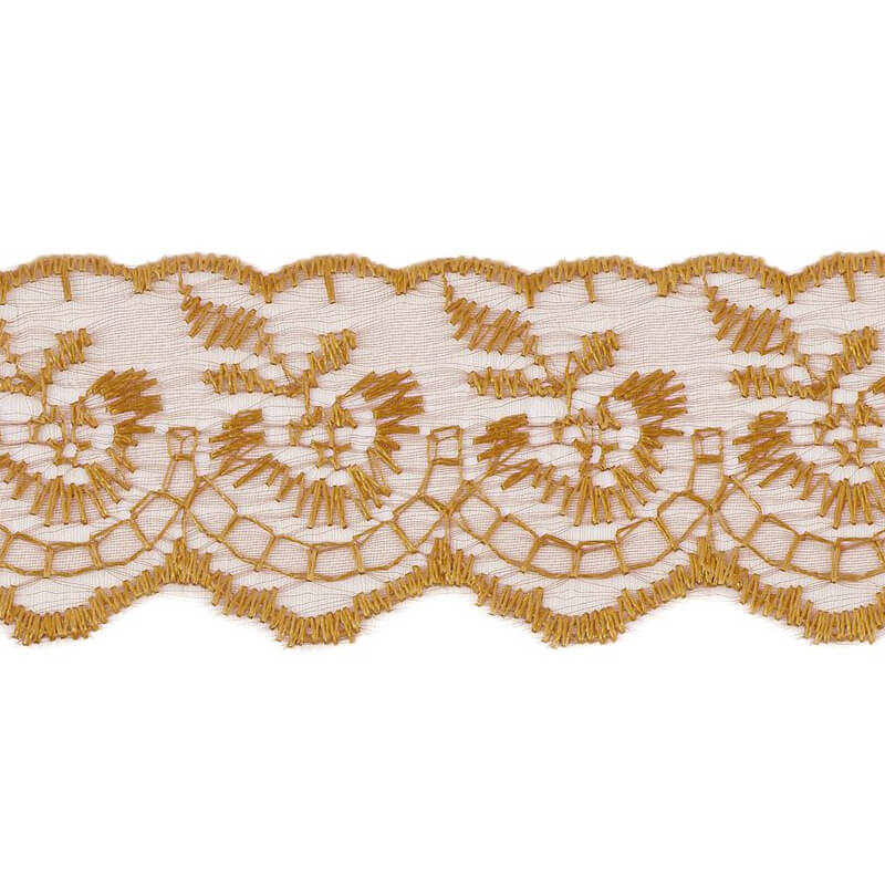 Izšūta organzas mežģīnes lente 4,5cm