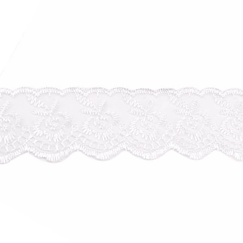 Izšūta organzas mežģīnes lente 4,5cm