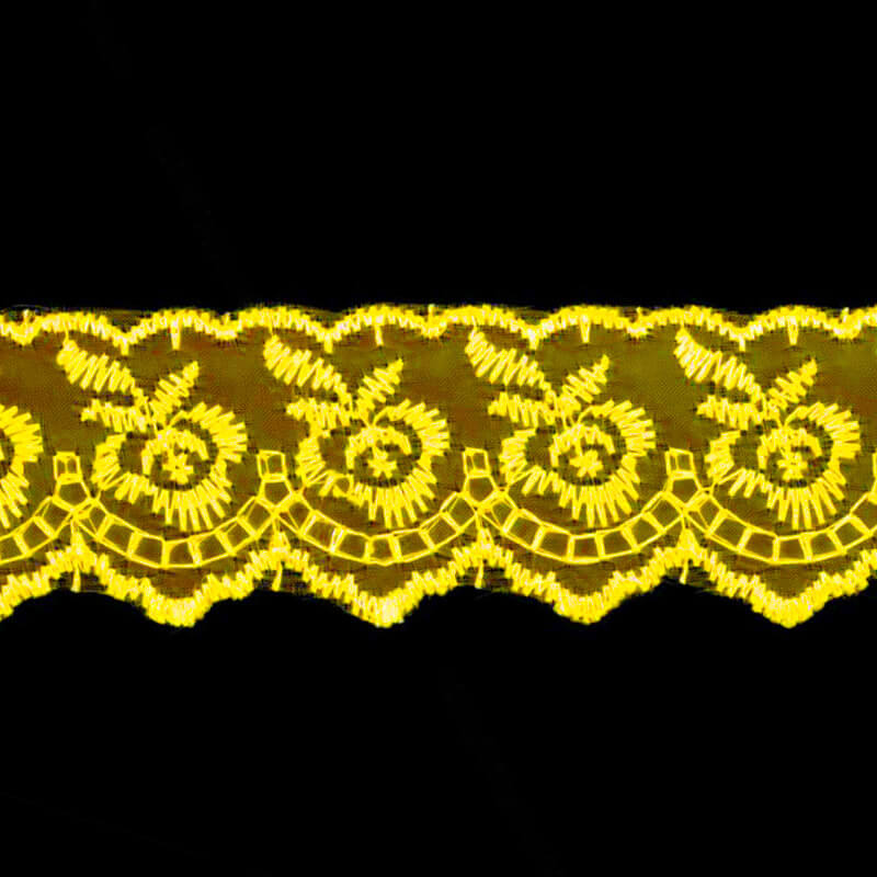 Izšūta organzas mežģīnes lente 4,5cm