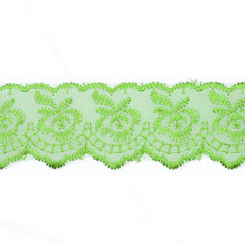 Izšūta organzas mežģīnes lente 4,5cm