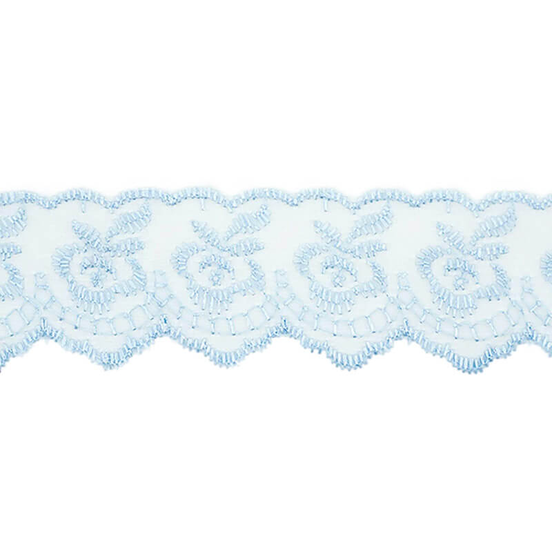 Izšūta organzas mežģīnes lente 4,5cm