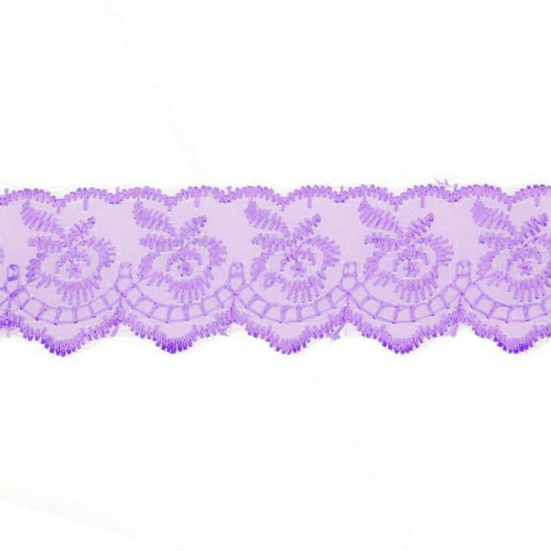 Izšūta organzas mežģīnes lente 4,5cm