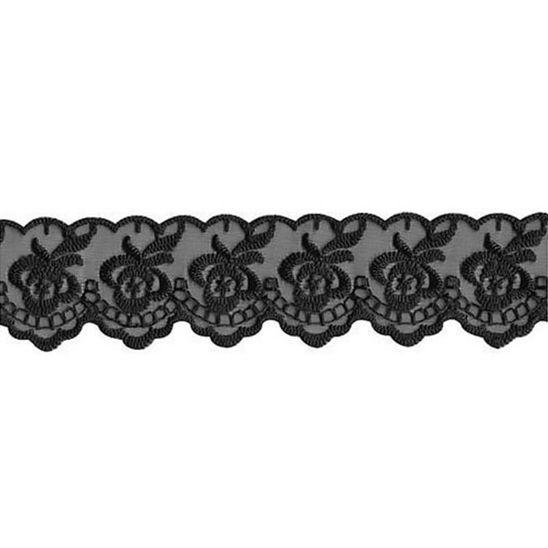 Izšūta organzas mežģīnes lente 4,5cm