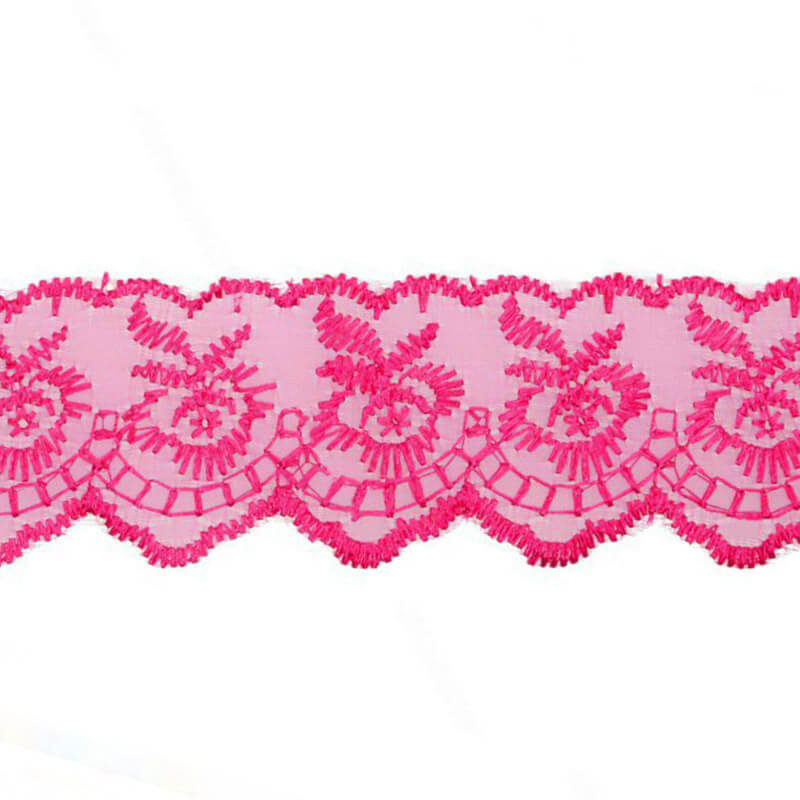 Izšūta organzas mežģīnes lente 4,5cm