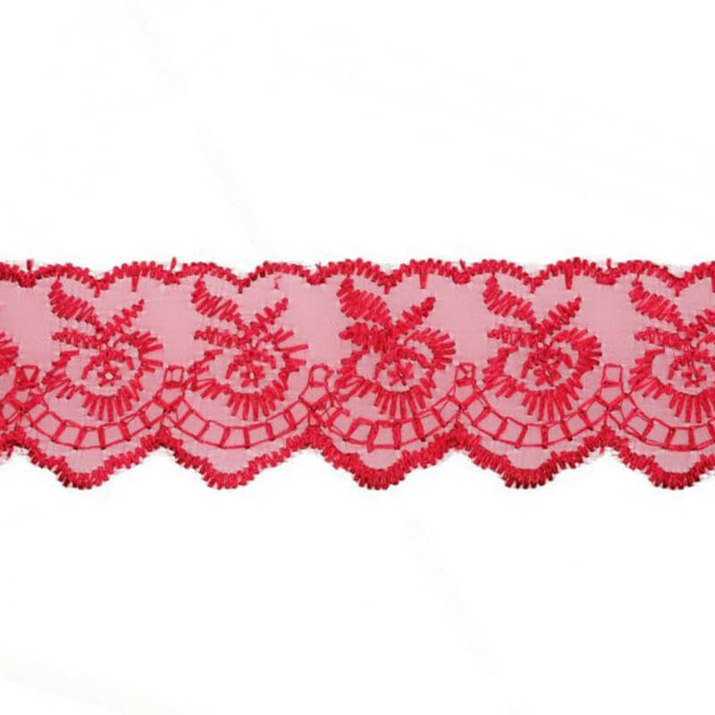 Izšūta organzas mežģīnes lente 4,5cm