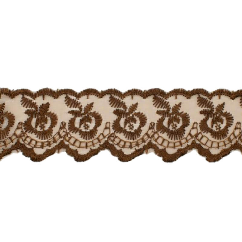 Izšūta organzas mežģīnes lente 4,5cm