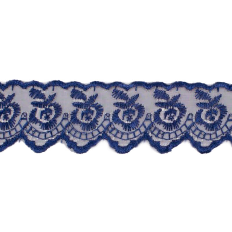 Izšūta organzas mežģīnes lente 4,5cm