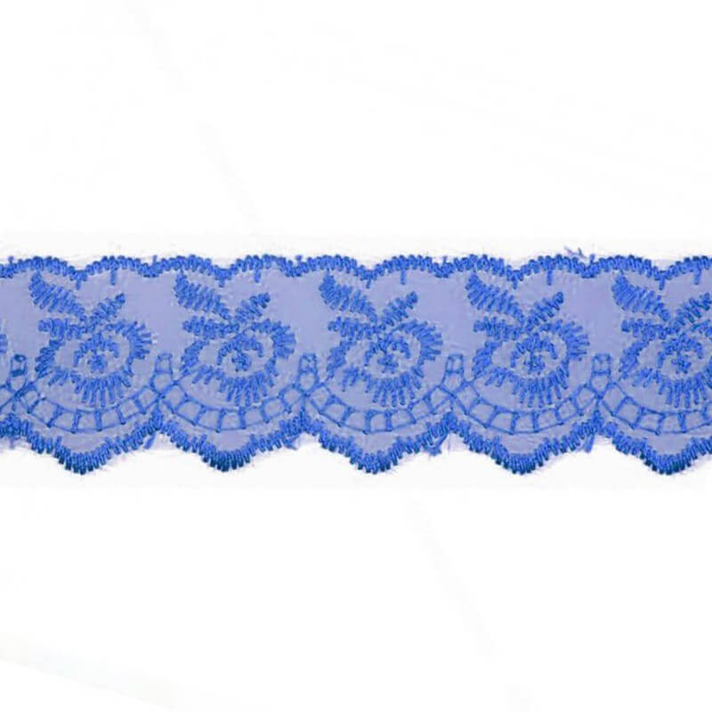 Izšūta organzas mežģīnes lente 4,5cm