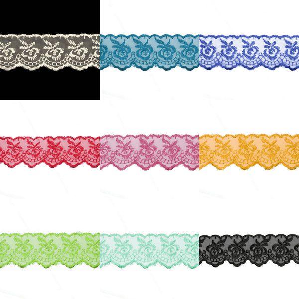 Izšūta organzas mežģīnes lente 4,5cm