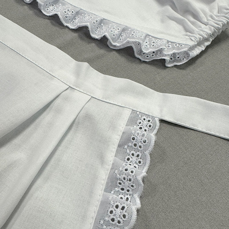 Apron with cotton lace - white