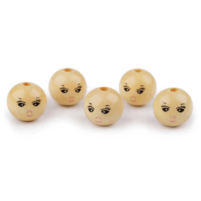 Wooden bead with face Ø22mm