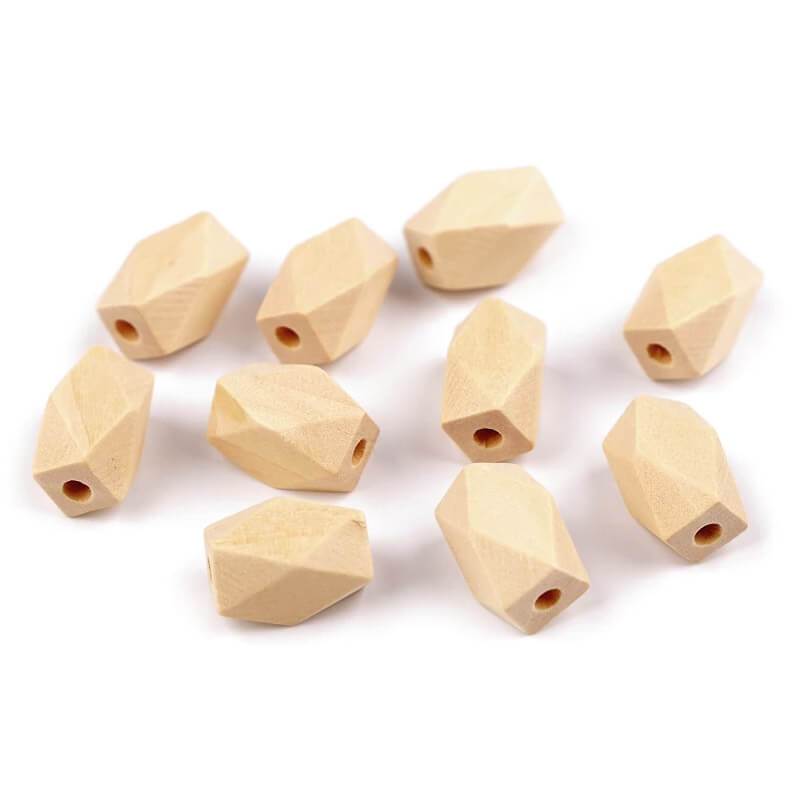 Koka pērle - daudzskaldnis 10x16mm | 10x20mm | 15x22mm