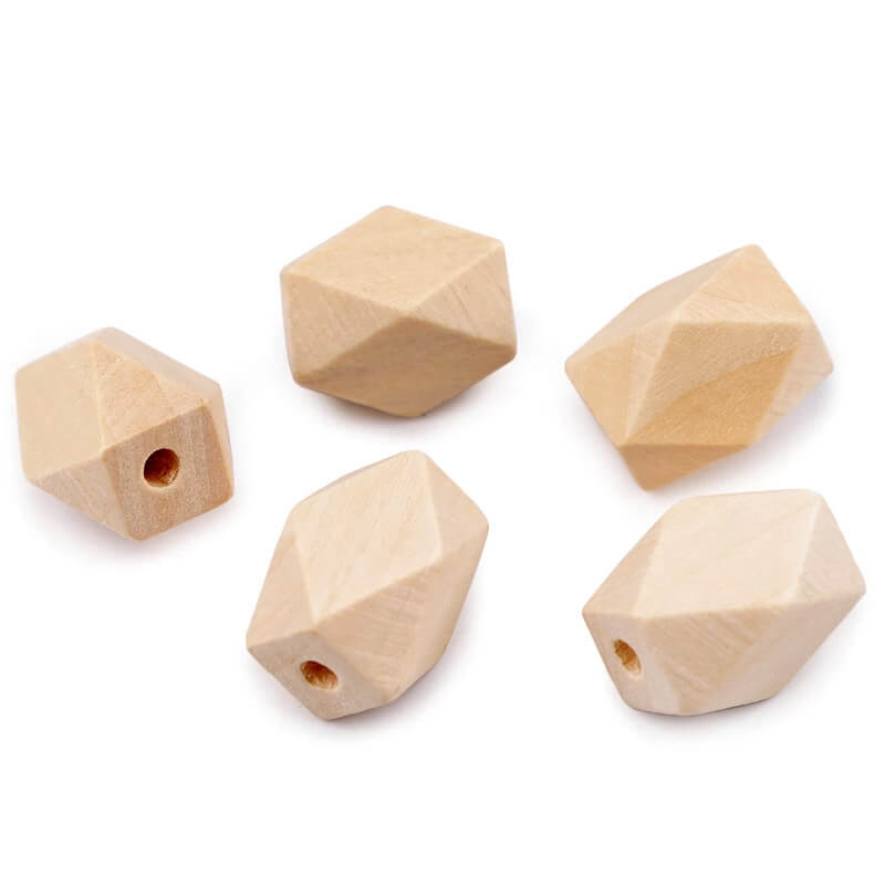 Koka pērle - daudzskaldnis 10x16mm | 10x20mm | 15x22mm