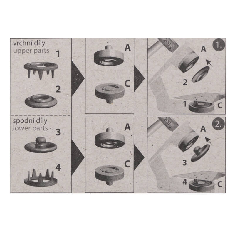 Roland Baby Ø10mm metal snap fasteners – for thin fabrics