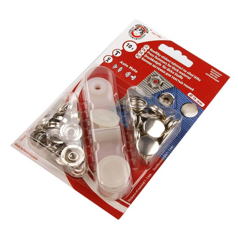 Iesitamas metāla spiedpogas Auto Moto Ø15mm - bieziem audumiem