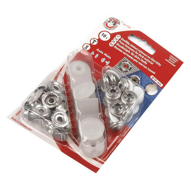 Iesitamas metāla spiedpogas Auto Moto Ø15mm - bieziem audumiem