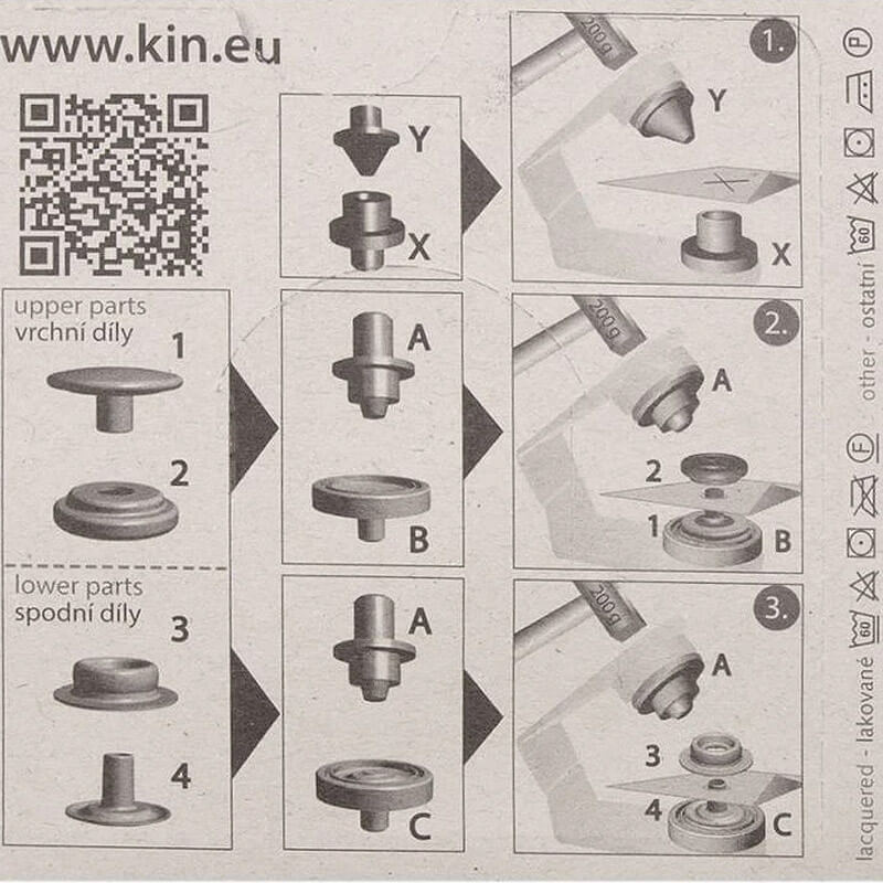Iesitamas metāla spiedpogas Auto Moto Ø15mm - bieziem audumiem