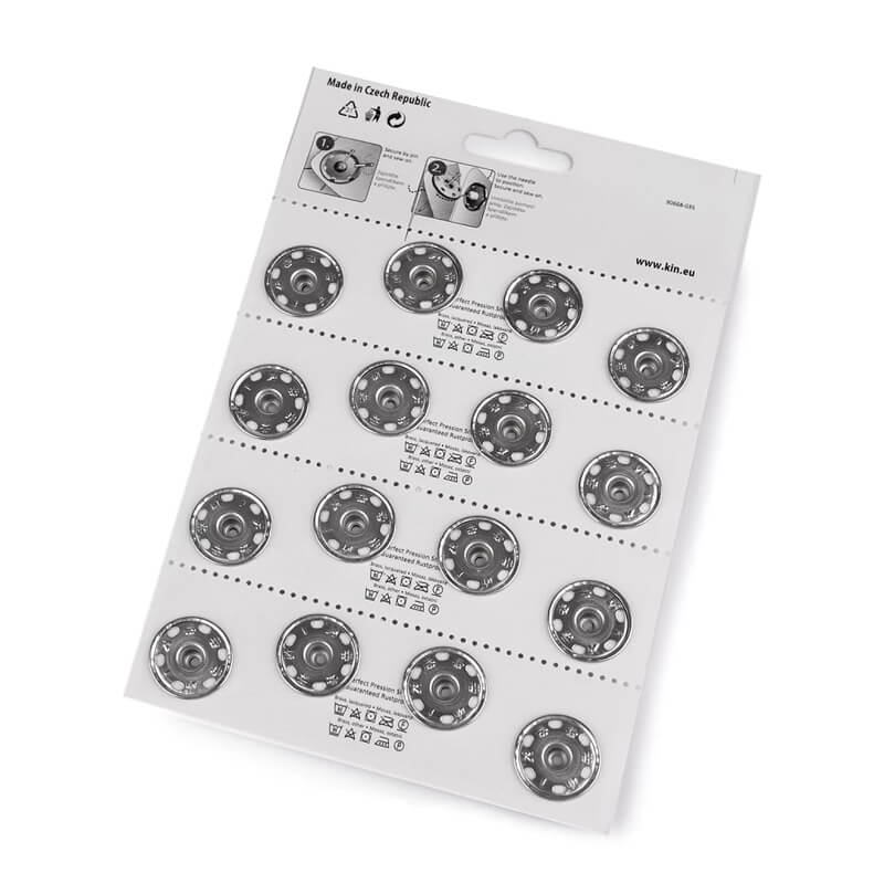 Sew-on metal snap button - silver