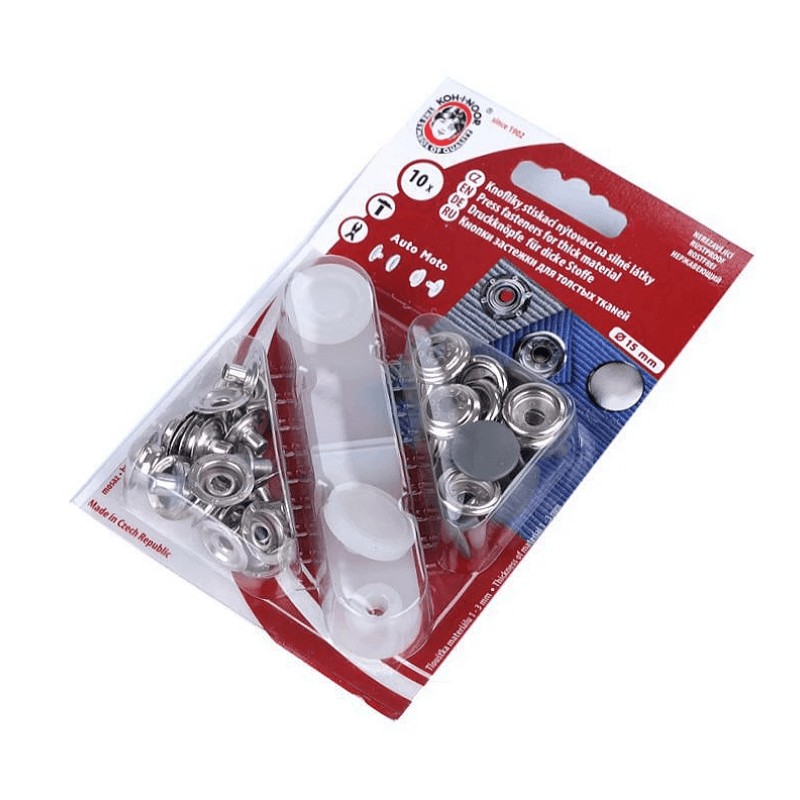Iesitamas metāla spiedpogas Auto Moto Ø15mm - bieziem audumiem