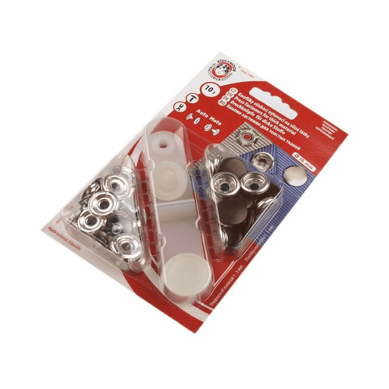 Iesitamas metāla spiedpogas Auto Moto Ø15mm - bieziem audumiem