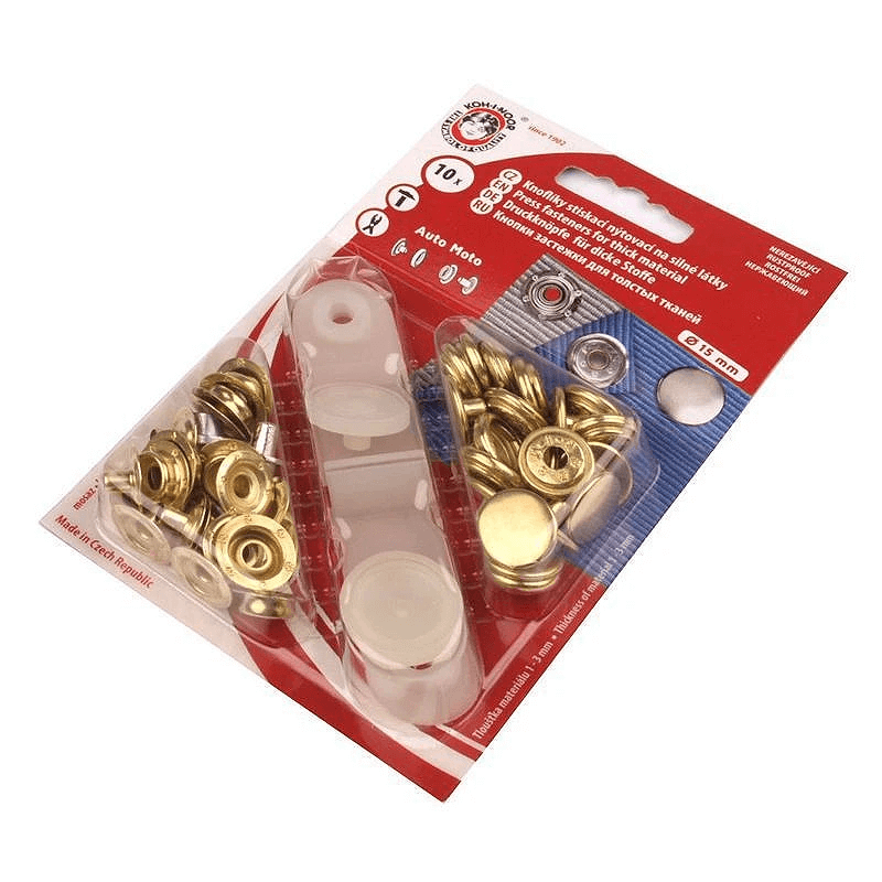 Iesitamas metāla spiedpogas Auto Moto Ø15mm - bieziem audumiem