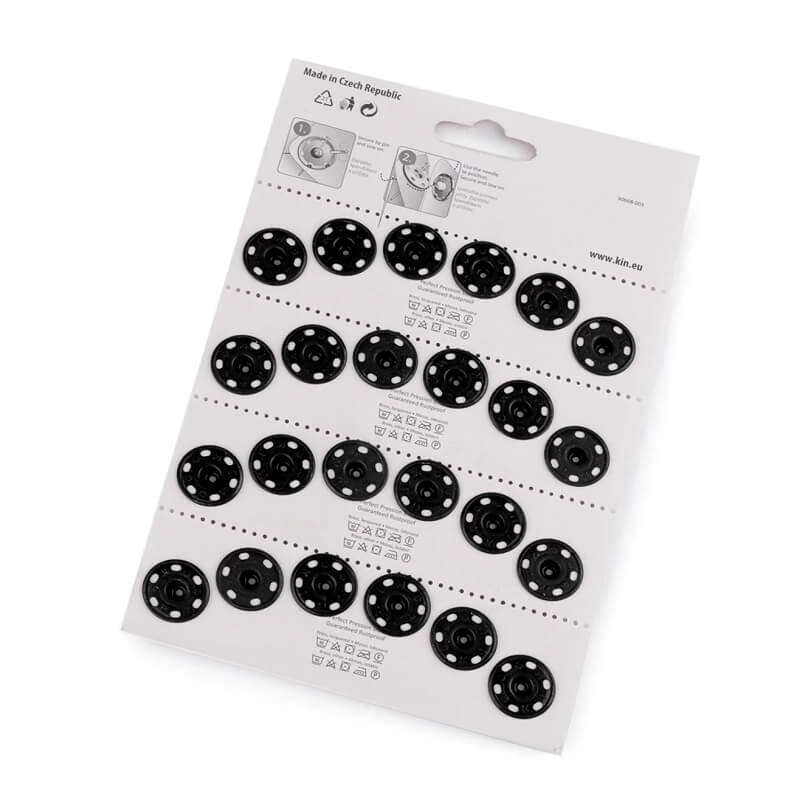 Sew-on metal snap button - black