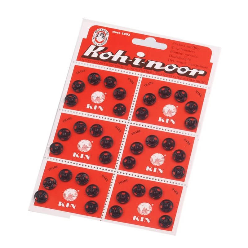 Sew-on metal snap button - black