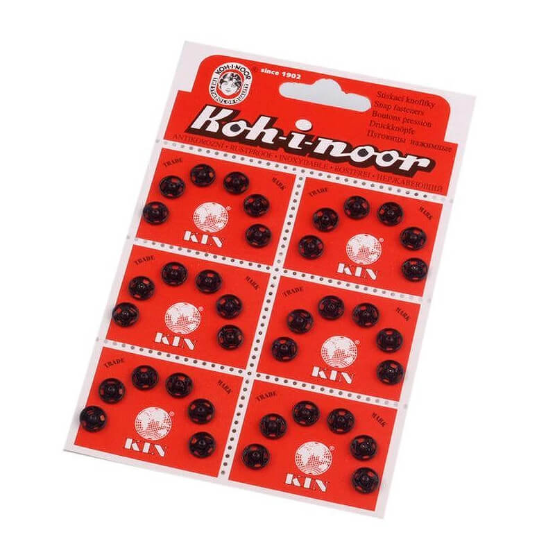 Sew-on metal snap button - black