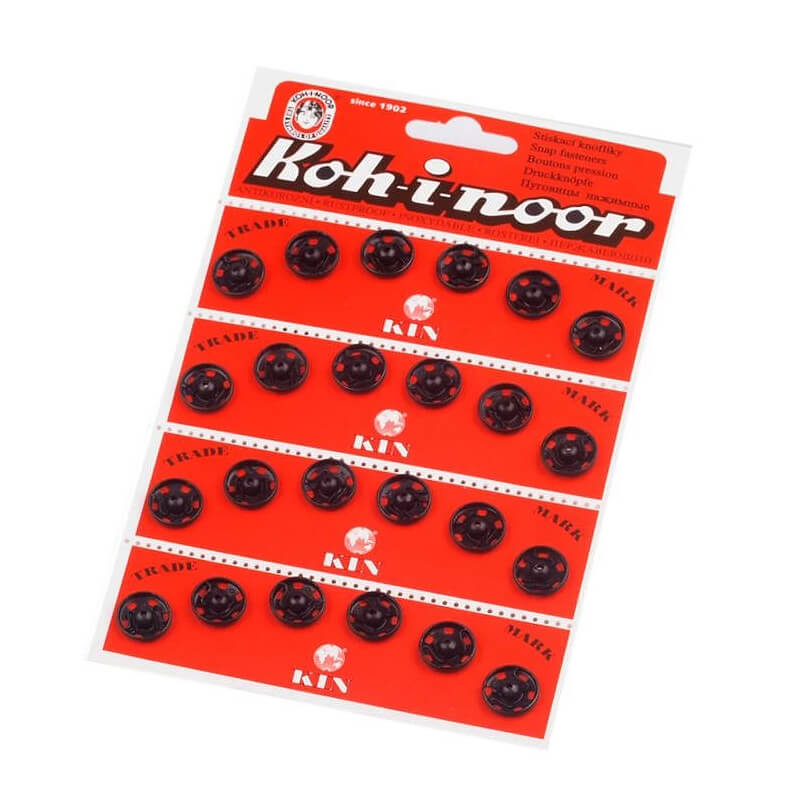 Sew-on metal snap button - black