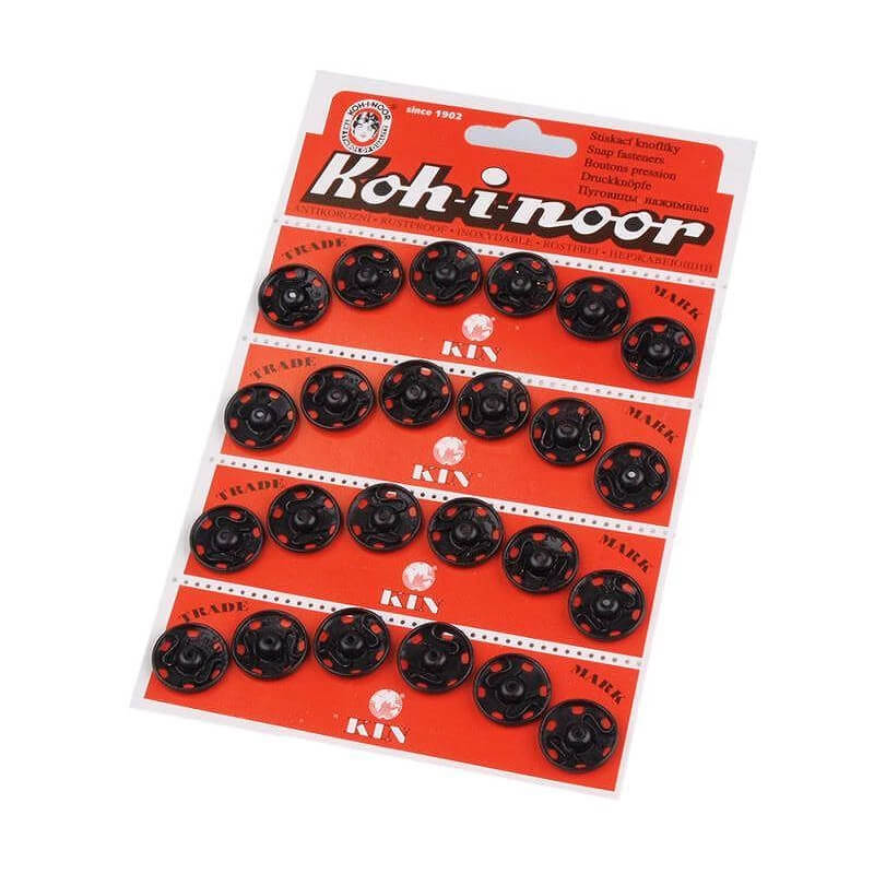 Sew-on metal snap button - black