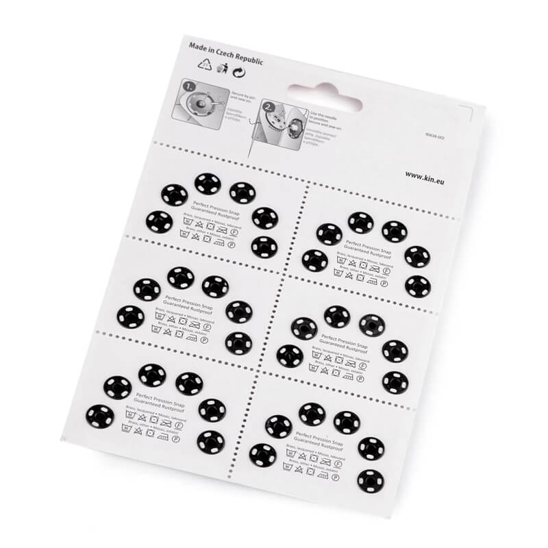 Sew-on metal snap button - black