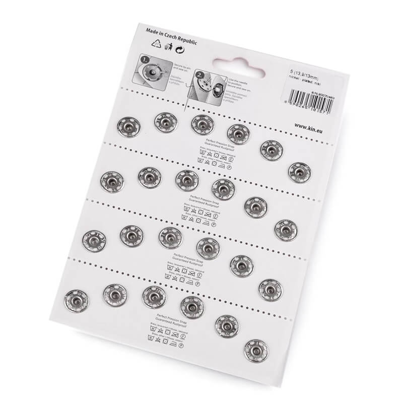 Sew-on metal snap button - silver